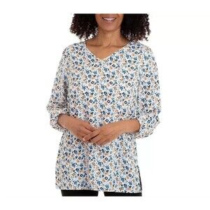 Mario Serrani Women's V-Neck Top, White/Blanco, Size XL